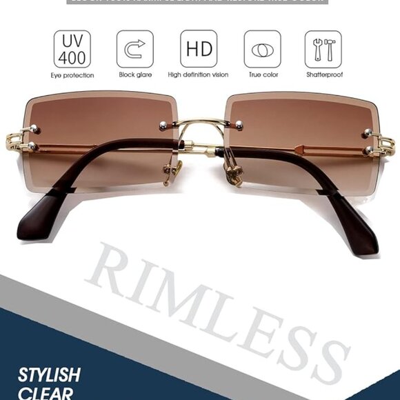 Vintage Rimless Square Sun Glasses